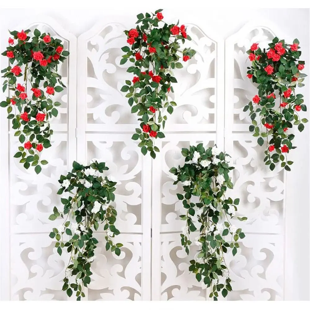 

Plastic Home Decor Wedding Layout Vine Garden Decorative Fake Rose Vine Artificial Flower Turtle Leaf Ivy Leaves