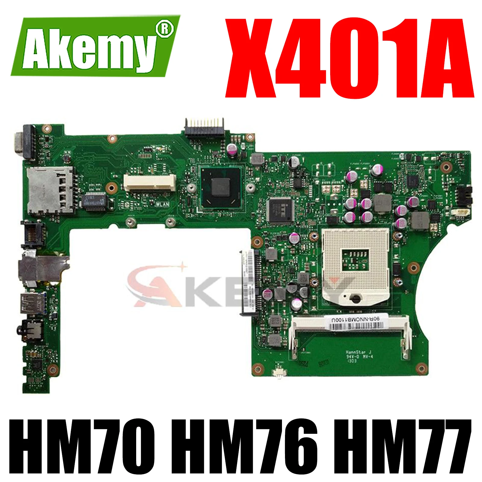 

X401A HM70 HM76 HM77 Notebook Mainboard Support B820 B960 I3 CPU DDR3 for ASUS X301A X401A X501A Laptop Motherboard