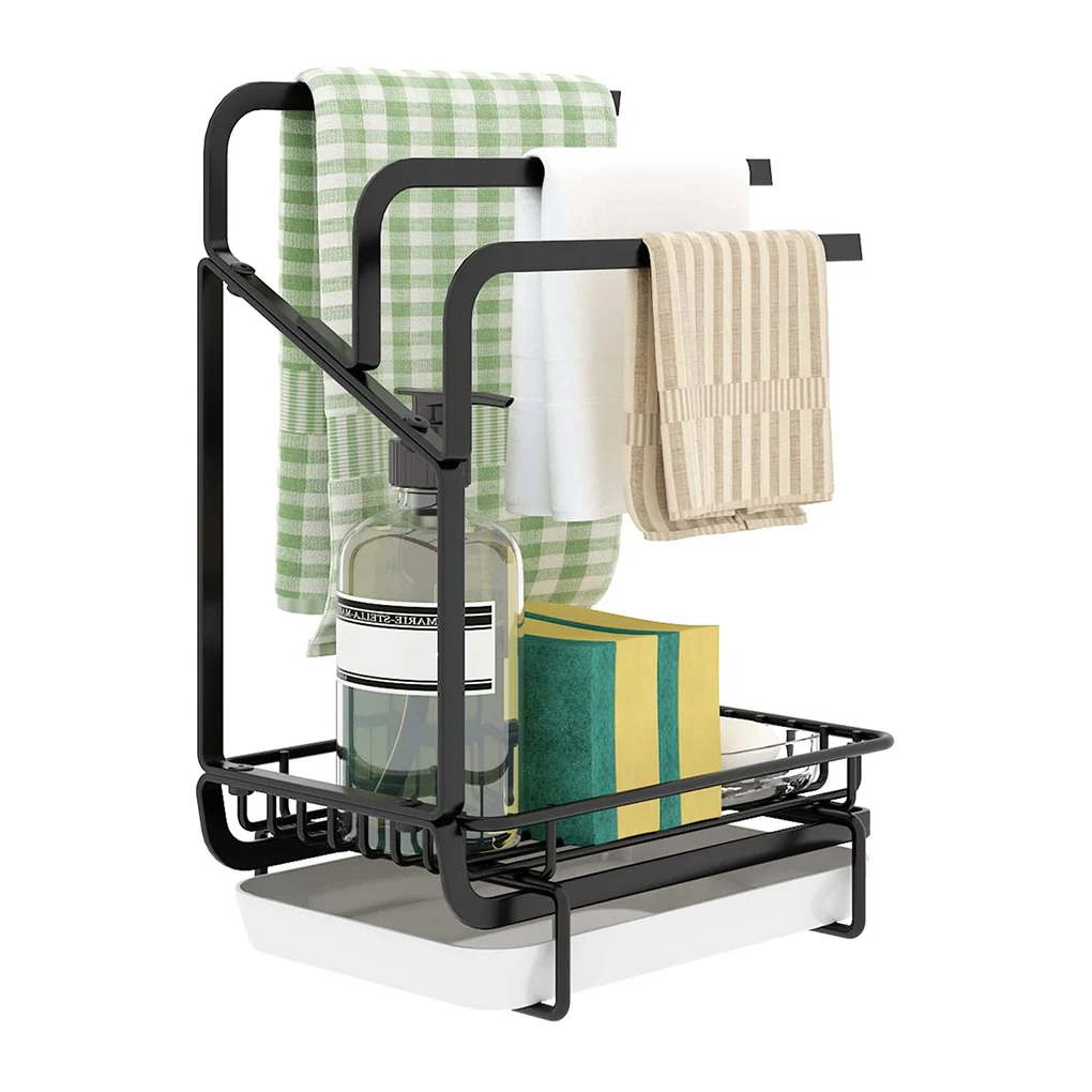 

Bathroom Towel Rack Shelf Kitchen Sink Dishcloth Sponge Holder Universal Stainless Steel Drain Storage Organizer
