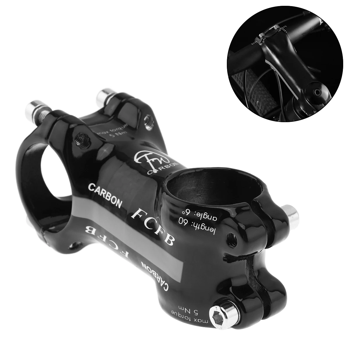 

Aluminum Carbon Fiber Riser Rod Stem Carbon Fiber Bicycle Ultralight Stem Carbon Handle 28.6-31.8MM 6 Degree
