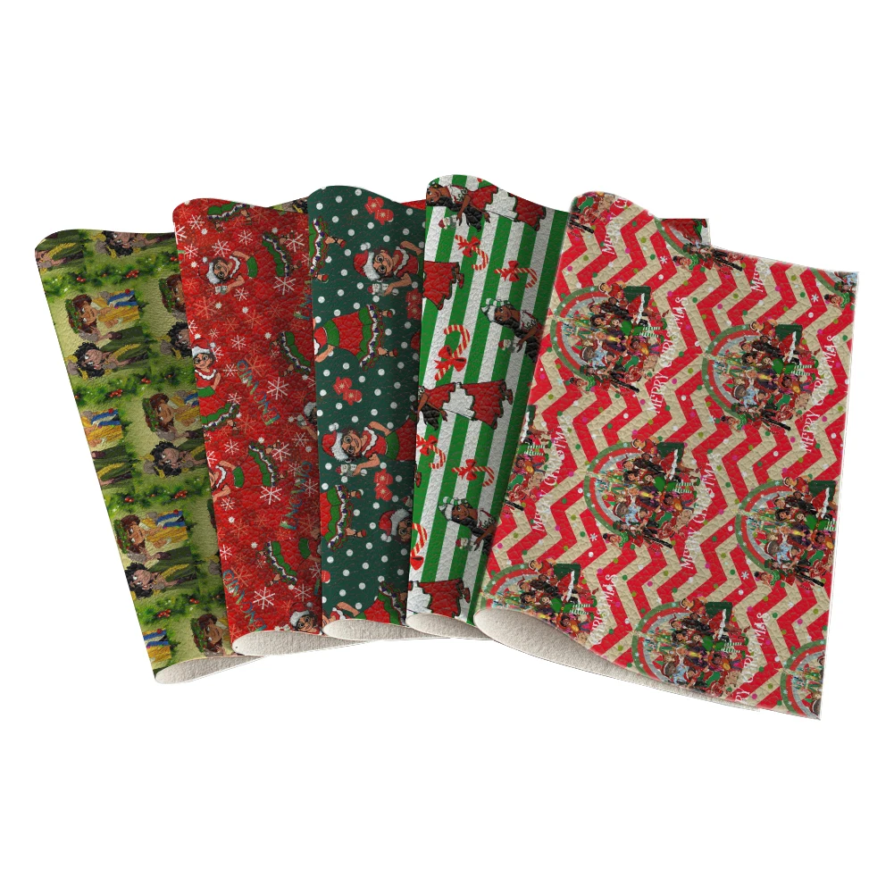 

A4 Disney Encanto Synthetic Faux Leather Sheet Lychee Cross Printed 22*30CM for Earrings Hair Bow DIY Leather Supplies
