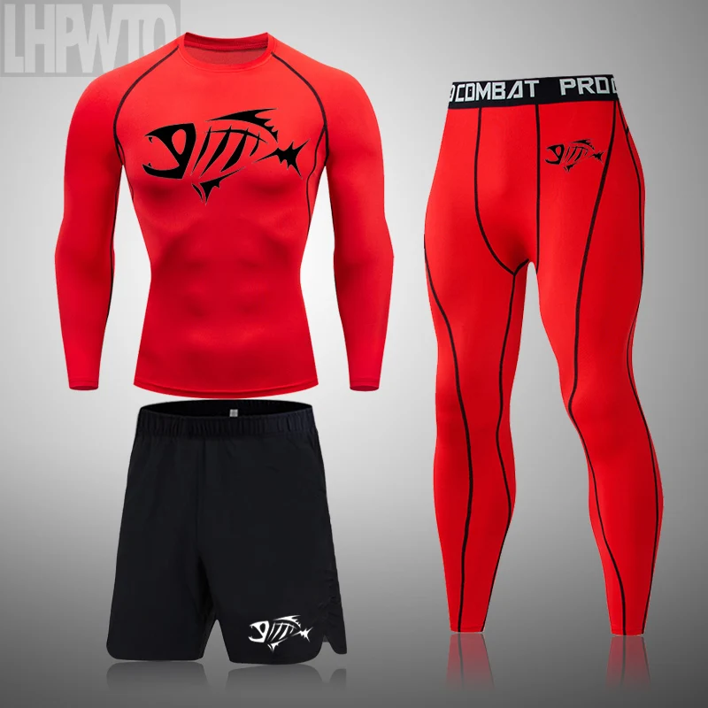 

New Summer Running Set Men Sports Suit Gym Fitness Clothing Compression Basketball Running Jogging Training Underwear Sportswear