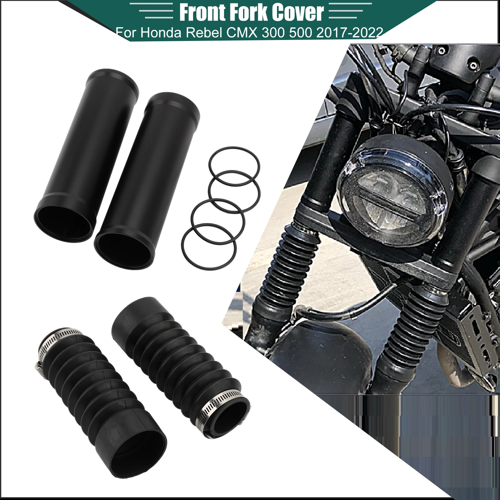 

For Honda Rebel CMX500 CMX300 Front Fork Gaiters Boot Slider Shock Absorber Cover Motorcycle Black CMX 300 500 2017-2022