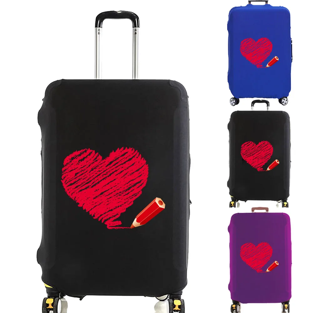 

Red Stroke Love Luggage Cover Suitcase Protector New Thicker Elastic Dust Covered for 18-32 Inch Trolley Case Travel Accessories