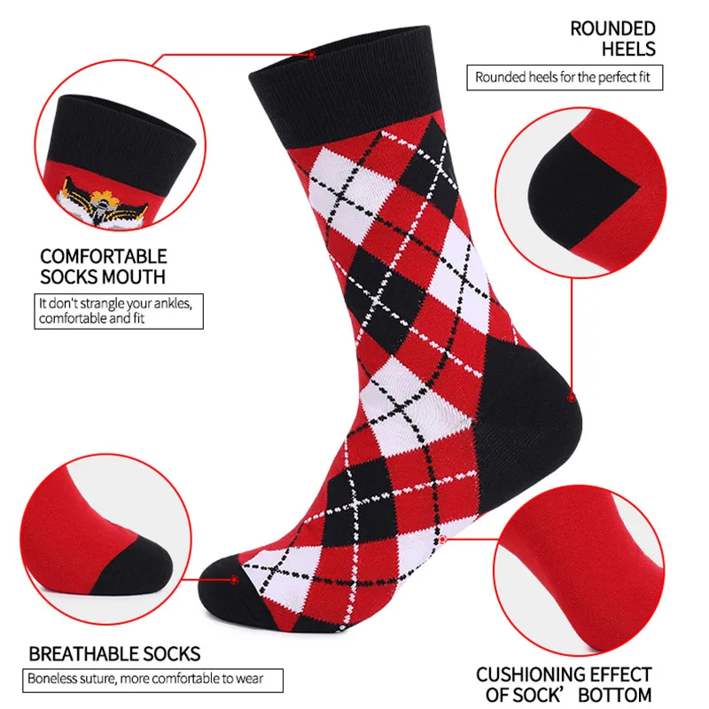 2021 New Styles High Quality Cotton Women and Men Socks Large Colorful Fashion Lion Dance Argyle Casual Funny Socks Size EU41-48