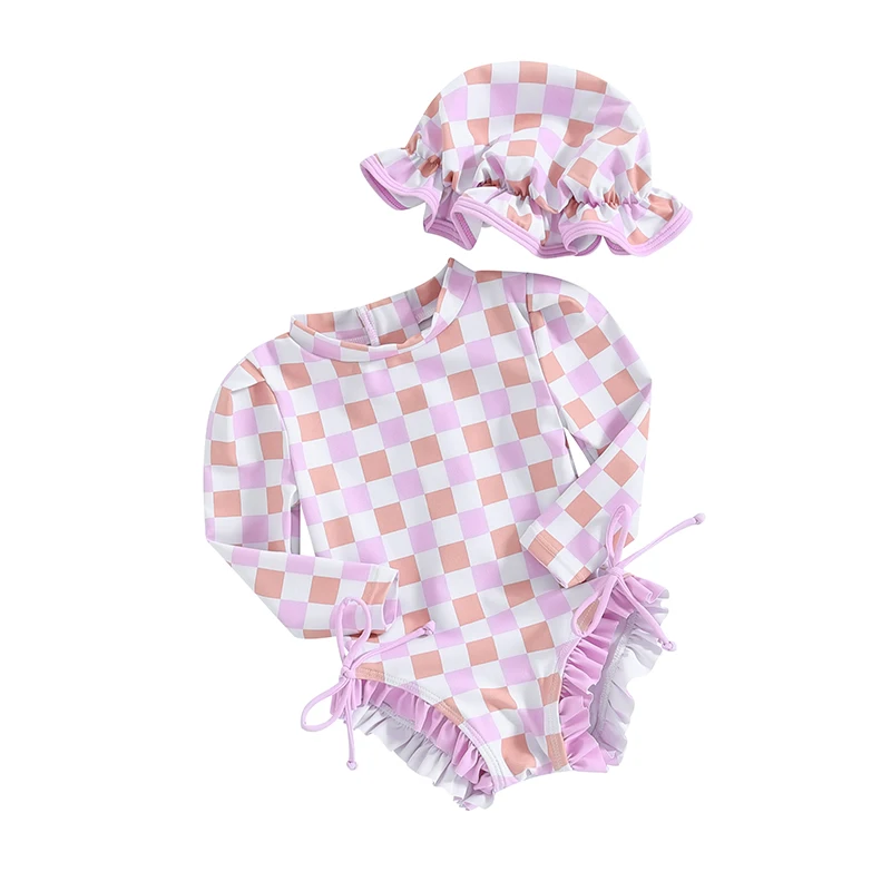 Купальник для маленьких девочек с длинным рукавом и цветочным принтом