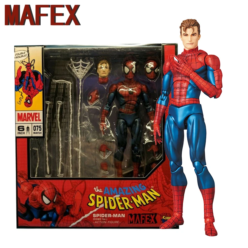 Marvel Mafex 075 Мстители Человек-паук экшн-фигурка Maf Удивительный ПВХ Коллекционная