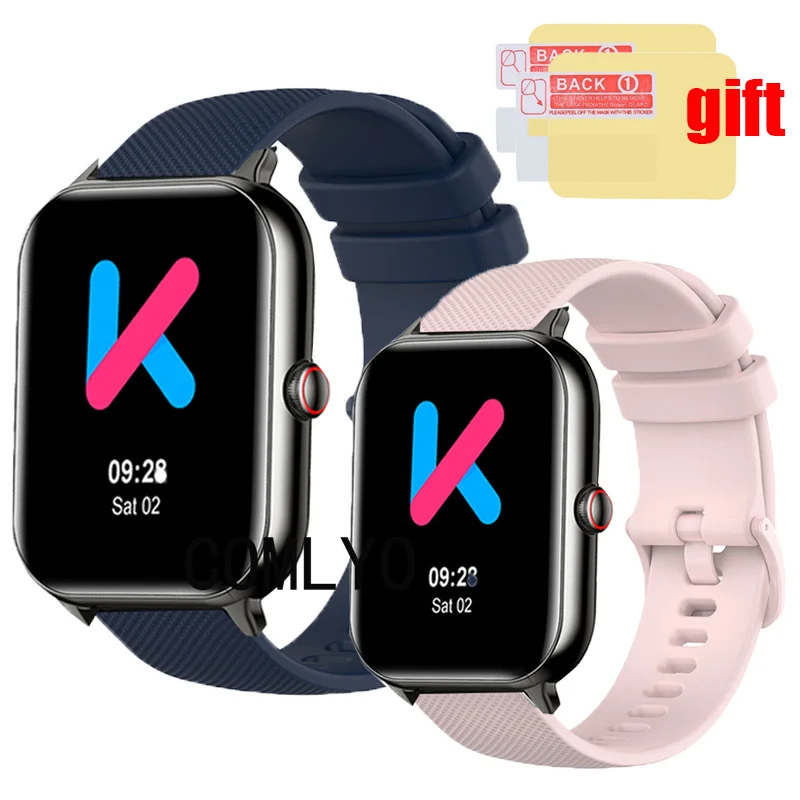 

3in1 BAND For KUMI KU6 KU3S Strap Silicone Smart Watch Band Soft Belt Bracelet Screen protector film for Men Women