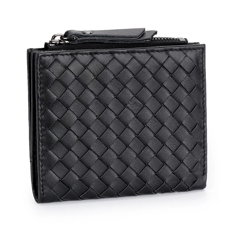 Luxury 100% Sheepskin Women's Short Wallet Leather Vertical Half Fold Wallet Multi Card Zipper Coin Purse Card Holder Purses