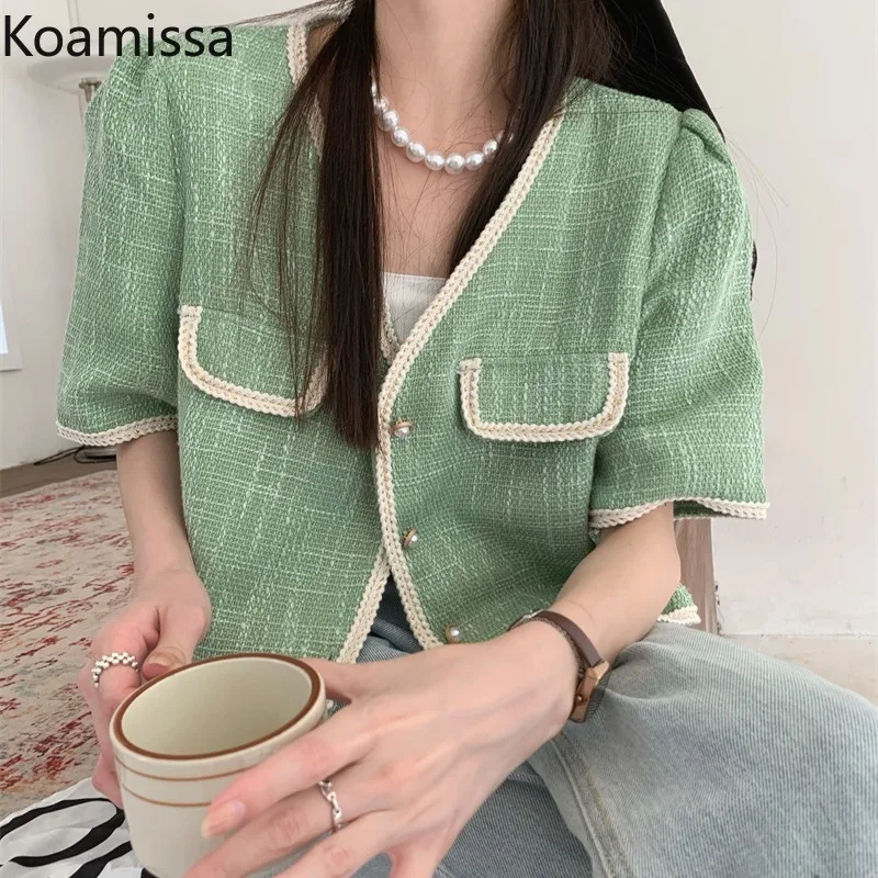 

Женское однотонное короткое пальто Koamissa, однобортная верхняя одежда, универсальная тонкая куртка, укороченные топы, лето 2022