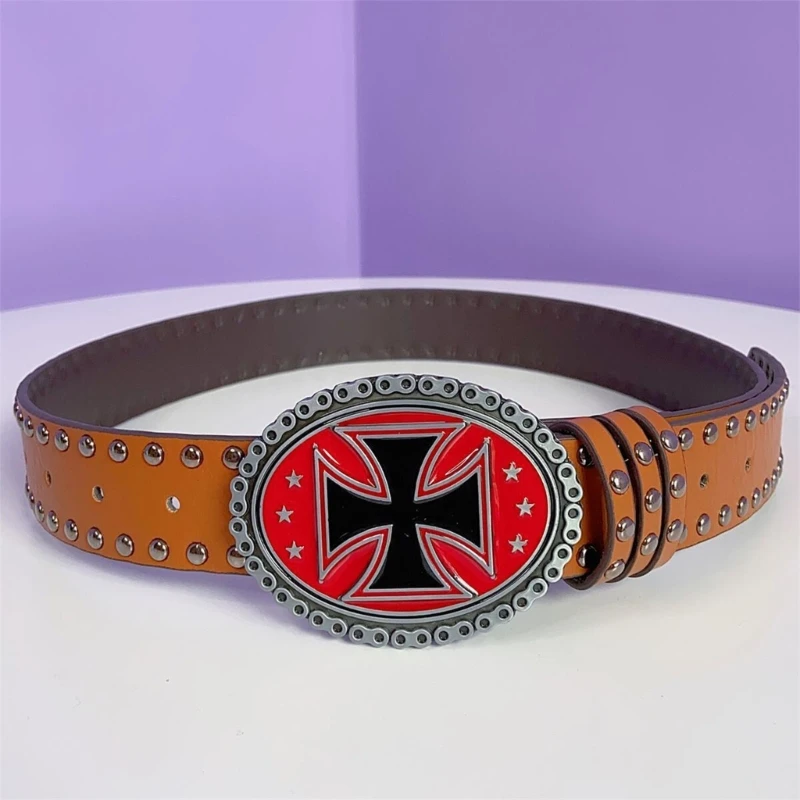 

PU Belt Punk Waistband Y2K Studded Vintage Buckle Waistband for Girls Ladies