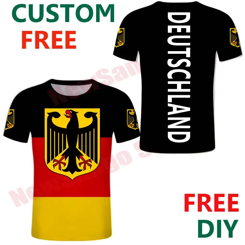 Germany Deutschland German Flag Crest Eagle Men's Crew Collar T Shirt Fashion Female Tee Custom White Jersey