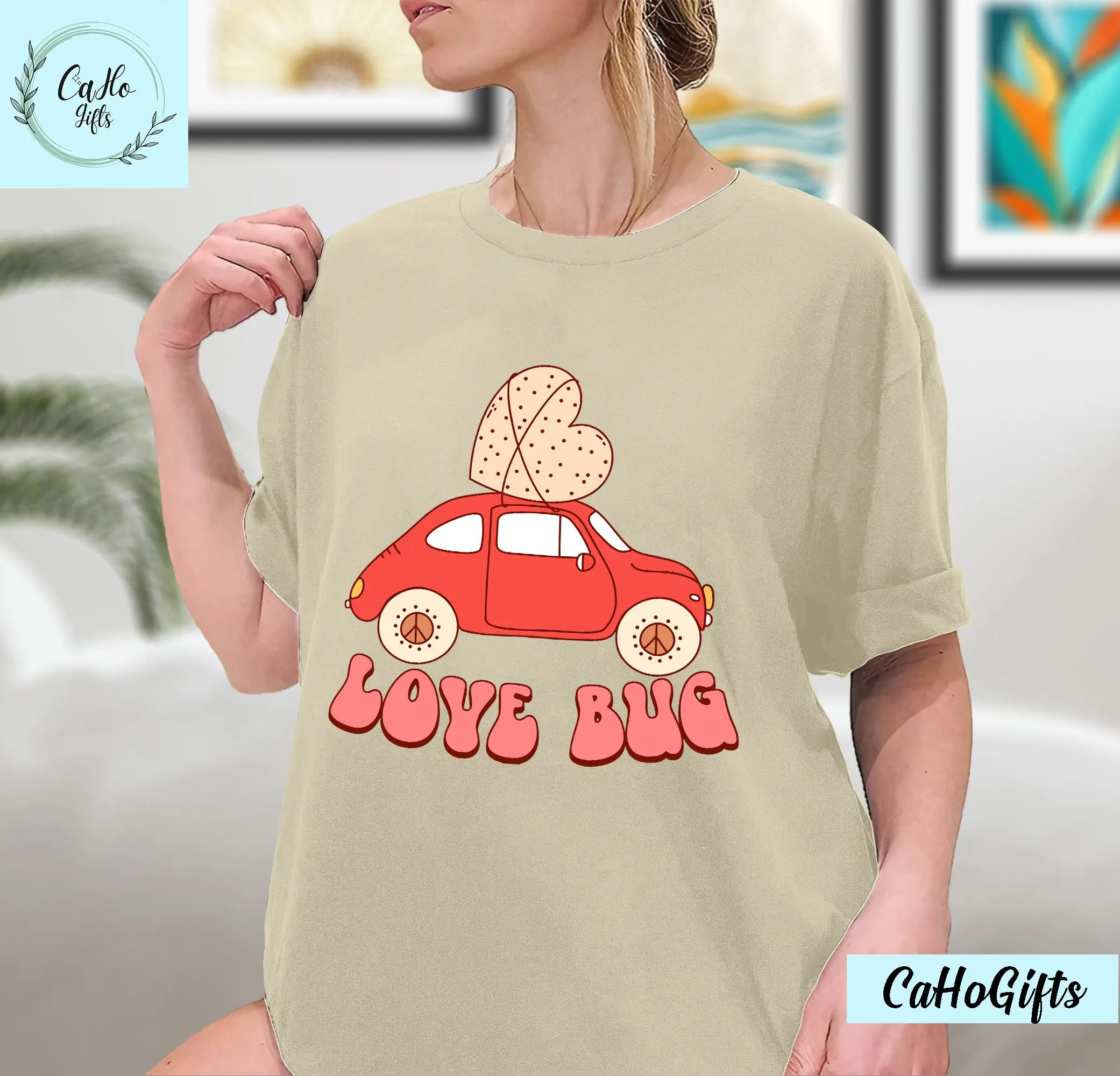 Винтажная футболка Love Bug Car Lover Lovebug классическая на День Святого Валентина