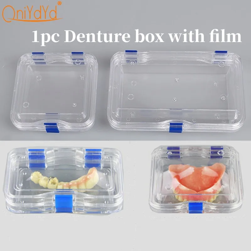 1Pc  Denture  Box With Film For Tooth  Storage Anti-vibration Dental Mouthguard Container