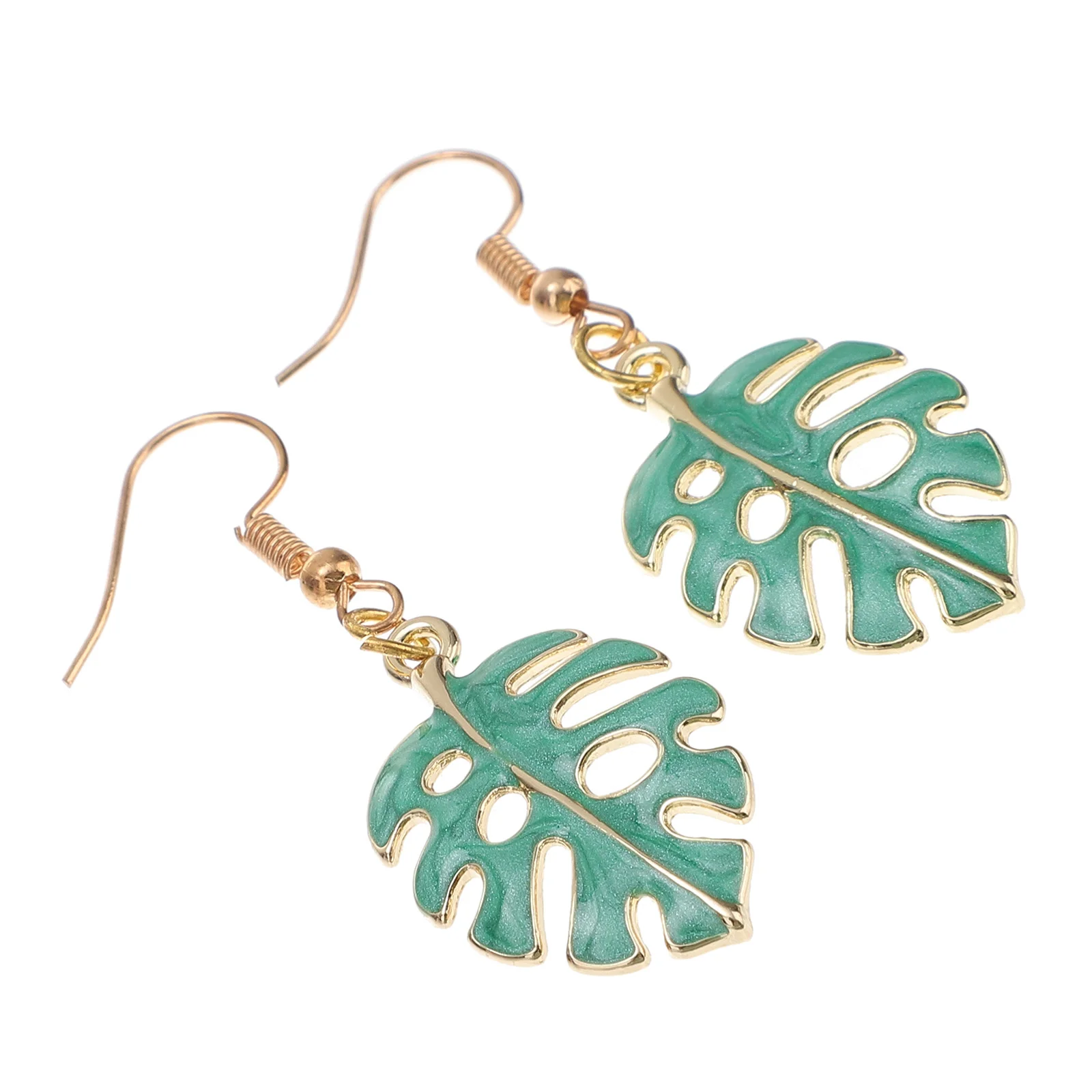 

1 Pair of Monstera Leaf Earrings Chic Dangle Earrings Hawaiian Party Ear Jewelry