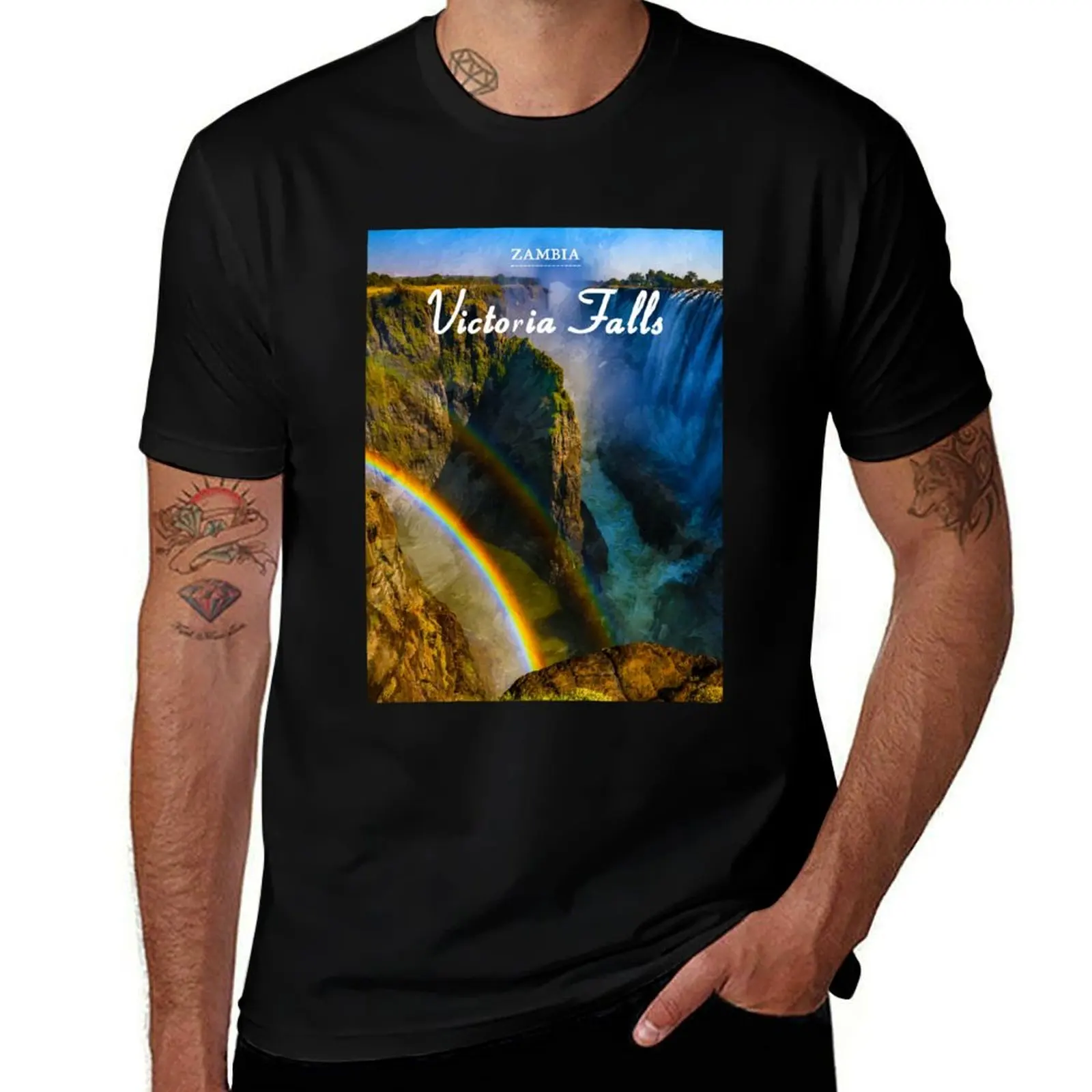 Фото Футболка для путешествий Victoria Falls Zambia, спортивная футболка с влагоотводящим эффектом №1