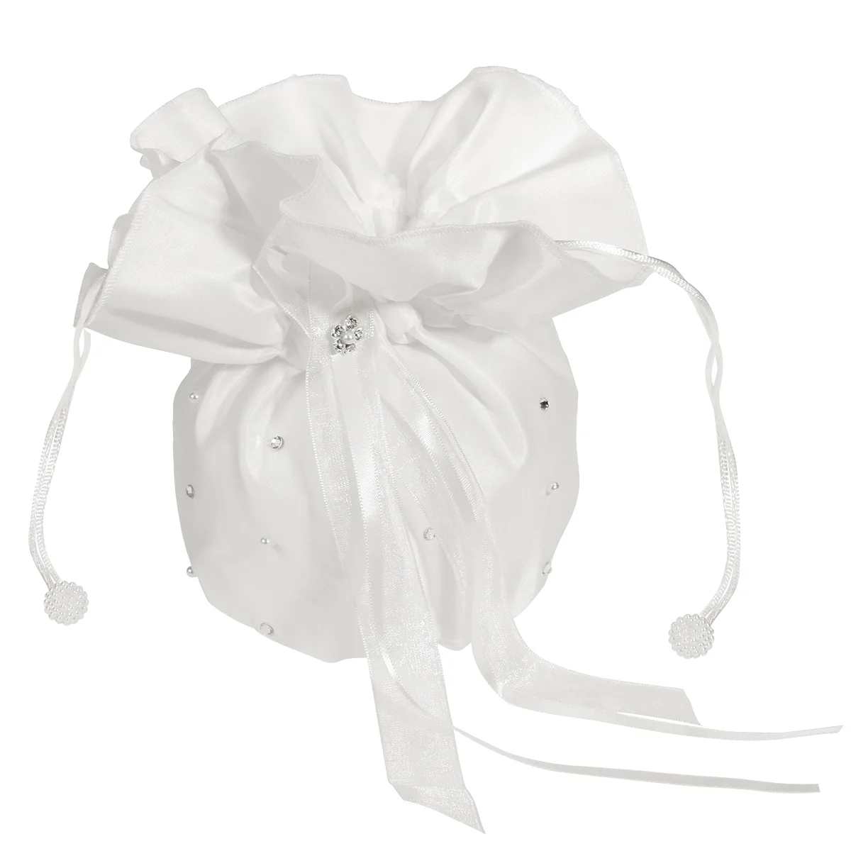 

Wedding Satin Bridal Dollymoney Bridesmaidhandbag Bride Drawstring Flower Day White Brauttasche Gift Girl Purses Basket Handbags