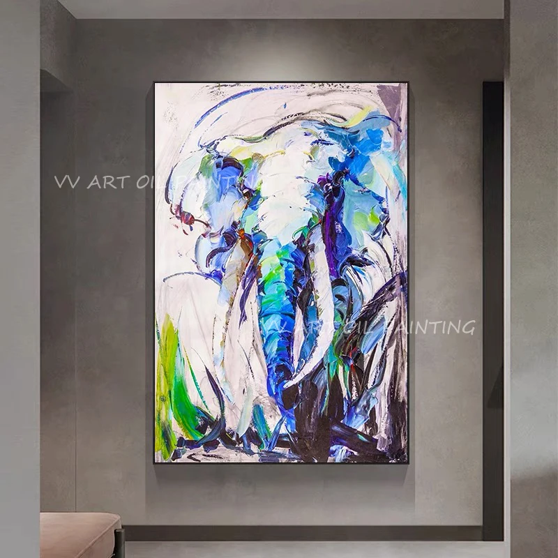 

Elephant Animal Large Abstract Hand Painted Landscape Oil Painting On Canvas Paintings Picture Wall Art Cuadros Home Room Decor