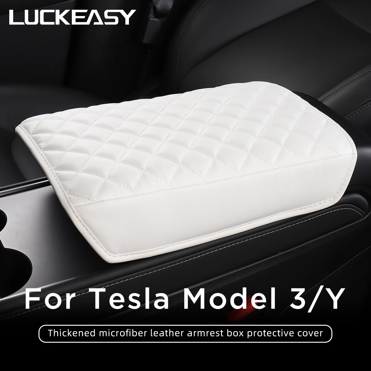 

For Tesla Model 3 Y Car Central Control Armrest Box Protective Cover Modification Accessories Microfiber Leather Armrest Cover