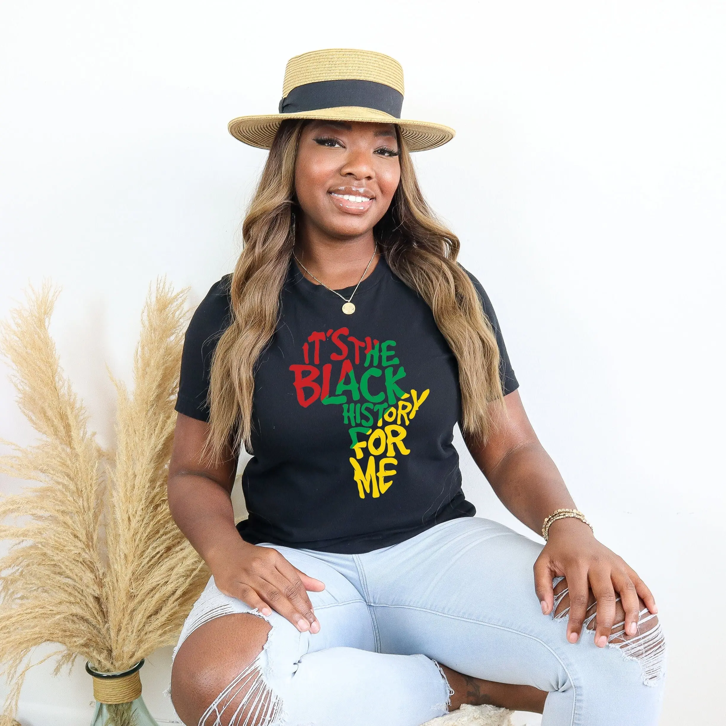 Черная футболка с изображением истории месяца известный американский женский