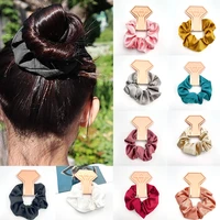 women silk scrunchie elastic handmade multicolor hair band ponytail holder headband hair accessories 1pc satin silk solid color
