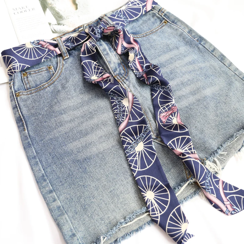 Женский маленький длинный атласный Шелковый женский шарф полосатый головной