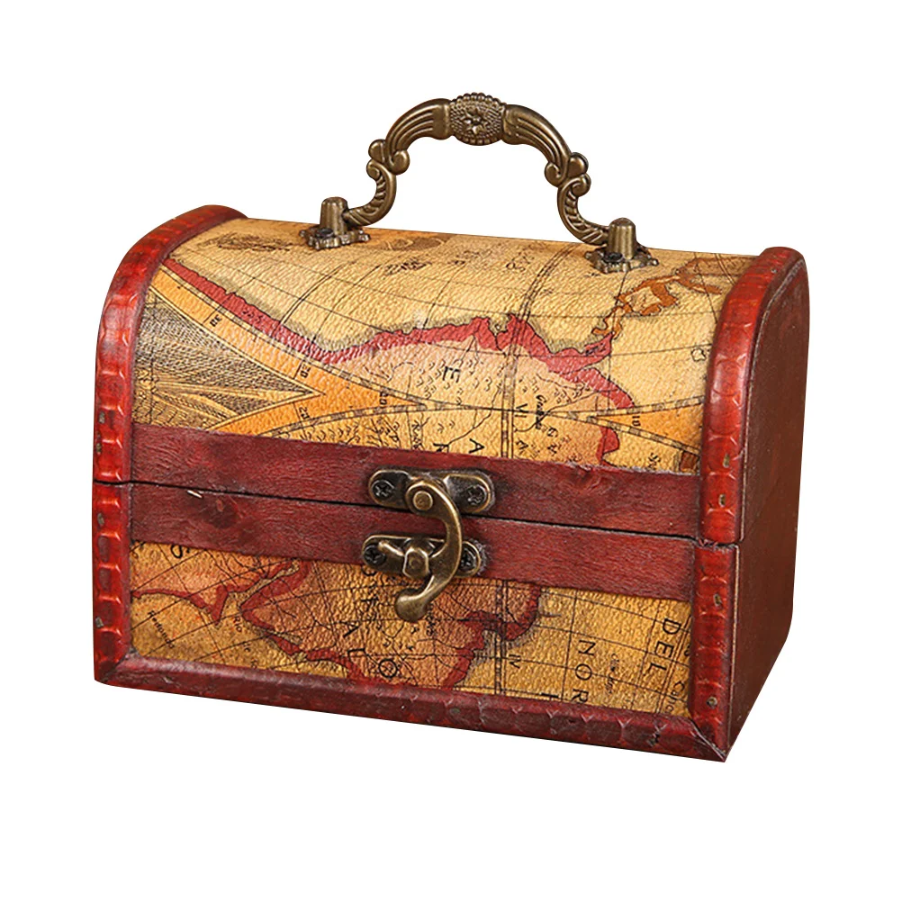 

Boxtreasure Jewelry Wooden Storage Wood Pirate Trinket Vintage Decorative Photo Caseorganizer Keepsake Boxes Candy Retro Kids