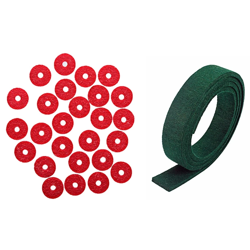 

90Pcs Piano Keyboard Felt Front Rail Regulating Punchings Repair Parts (Red) & 1Pcs Green Piano Spring Rail Felt