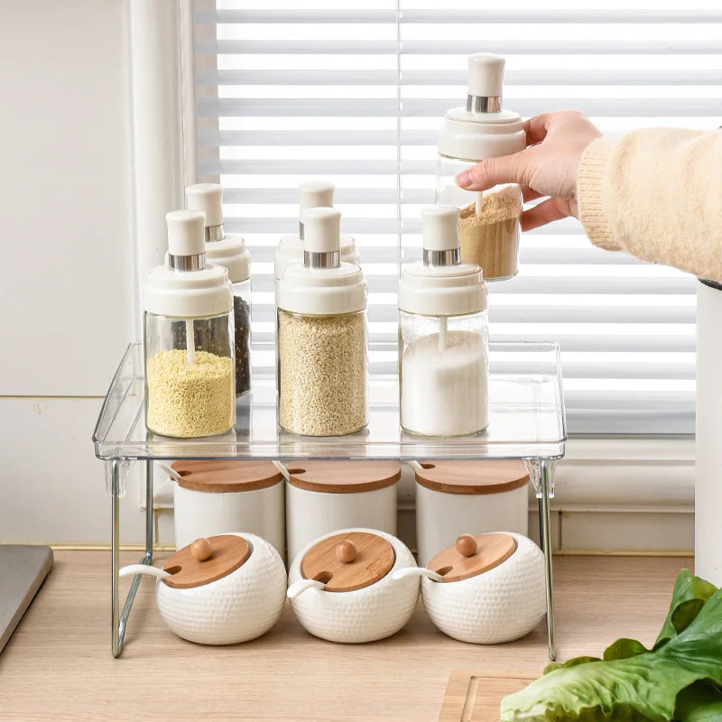 

Foldable Desktop Storage Shelf for Sundries Cosmetics Kitchen Cabinet Holder Bathroom Storage Rack Space Saving Organizer