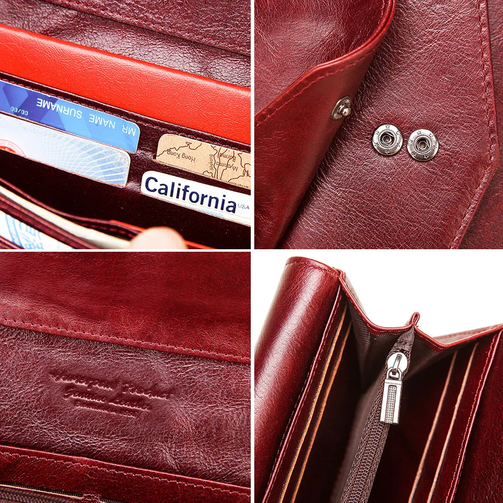 KAVIS кошельки из 100% натуральной кожи длинные женские сумки на молнии повседневный