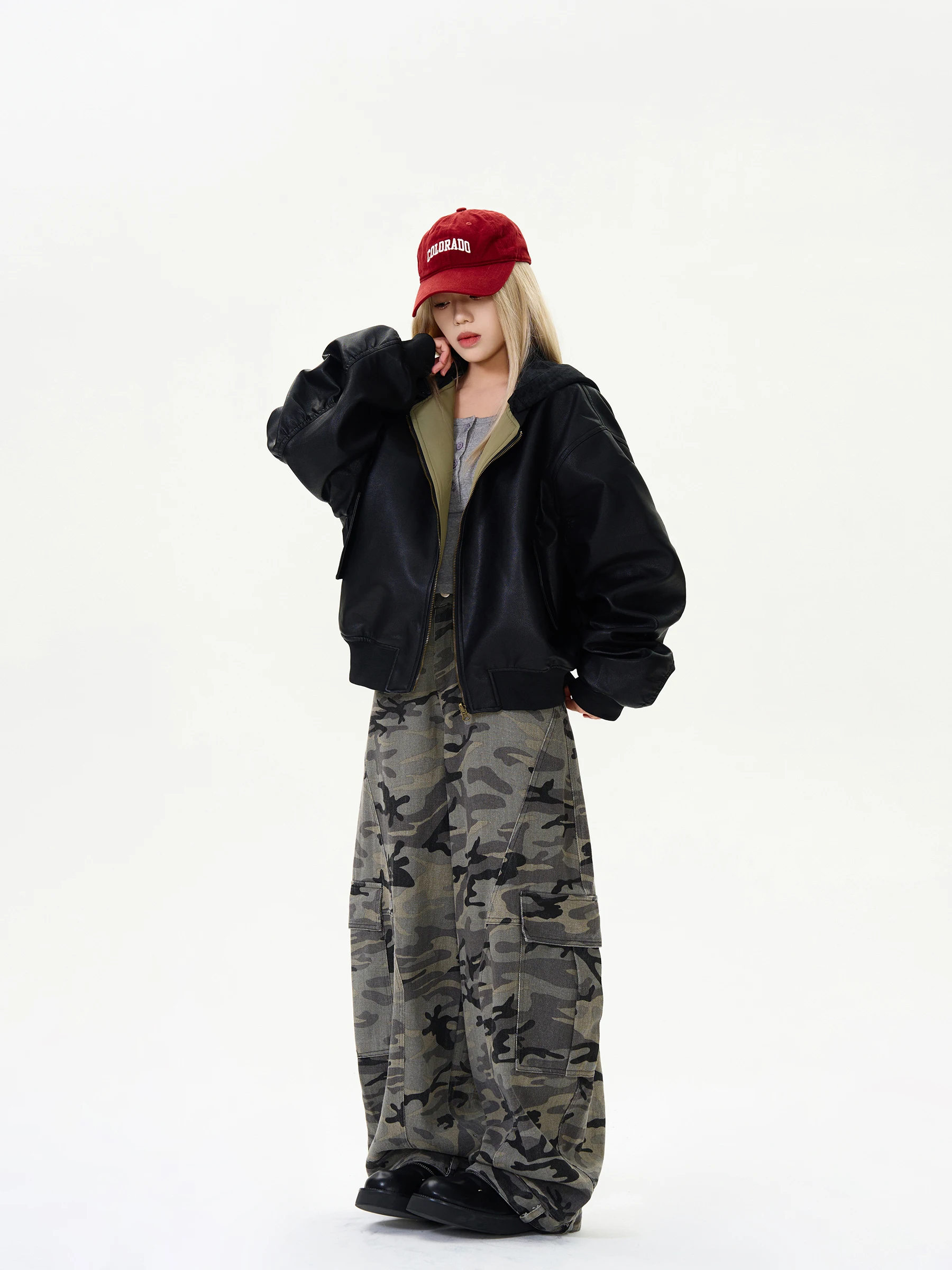 Koiisle двустороннее пальто из искусственной кожи съемная толстовка с капюшоном