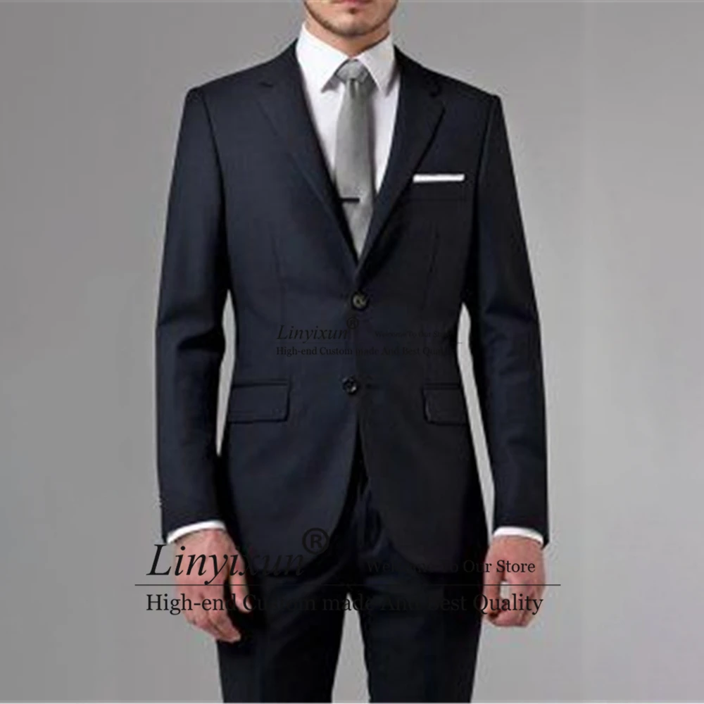 Classic Black Daily Suits For Mens Formal Business Blazer Slim Fit 2 Piece Set Wedding Groom Tuxedo Terno Masculino Jacket Pants