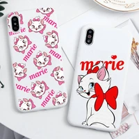 lovely cat marie phone case for iphone 13 12 11 pro max mini xs 8 7 6 6s plus x se 2020 xr candy white silicone cover