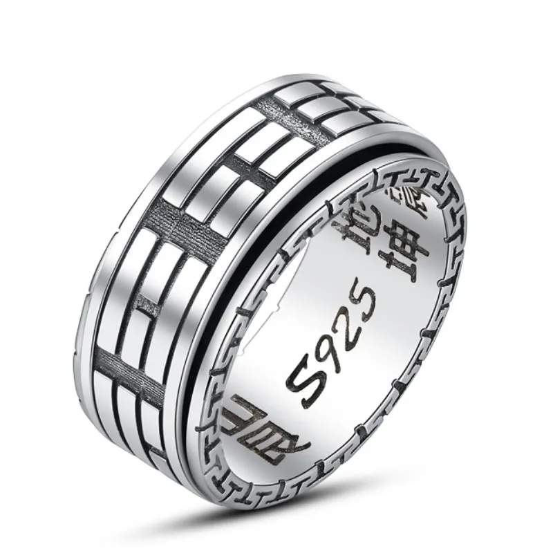 Кольца из серебра 925 пробы для мужчин и женщин вращающиеся ювелирные украшения со