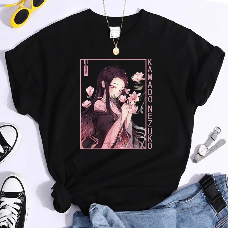 Новая футболка с принтом Харадзюку аниме камадо незуко Y2K коротким рукавом