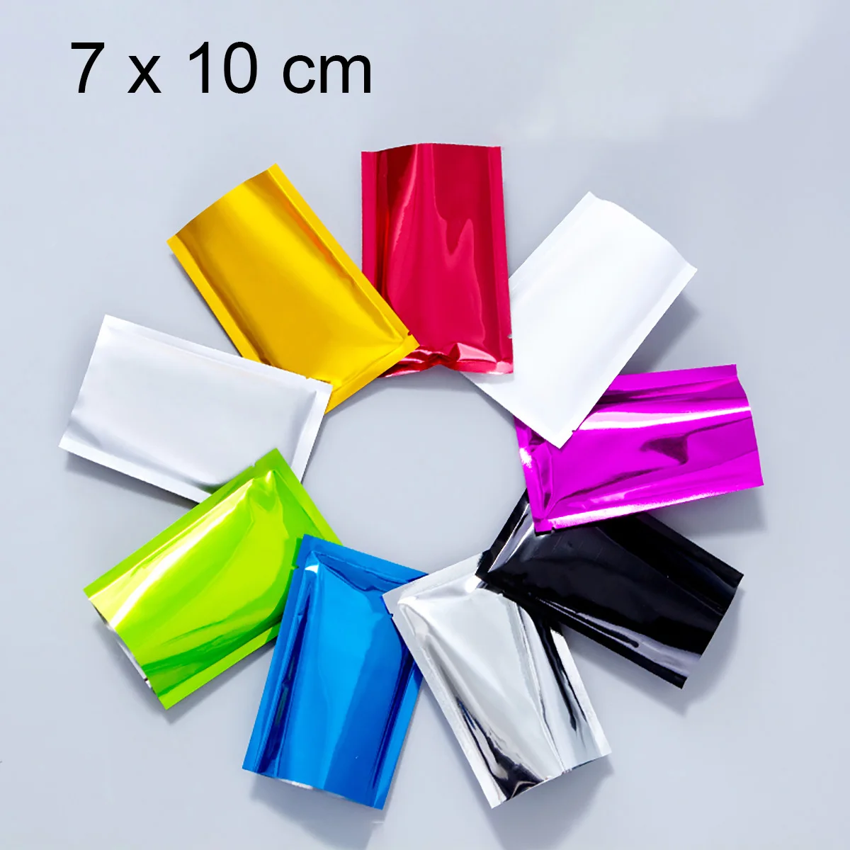 

100Pcs 7x10cm Color Aluminized Ziplock Bag Foil Flat Mouth Packaging Bag Food Sealing Plastic Bags Powder Seasoning Plastic Bag