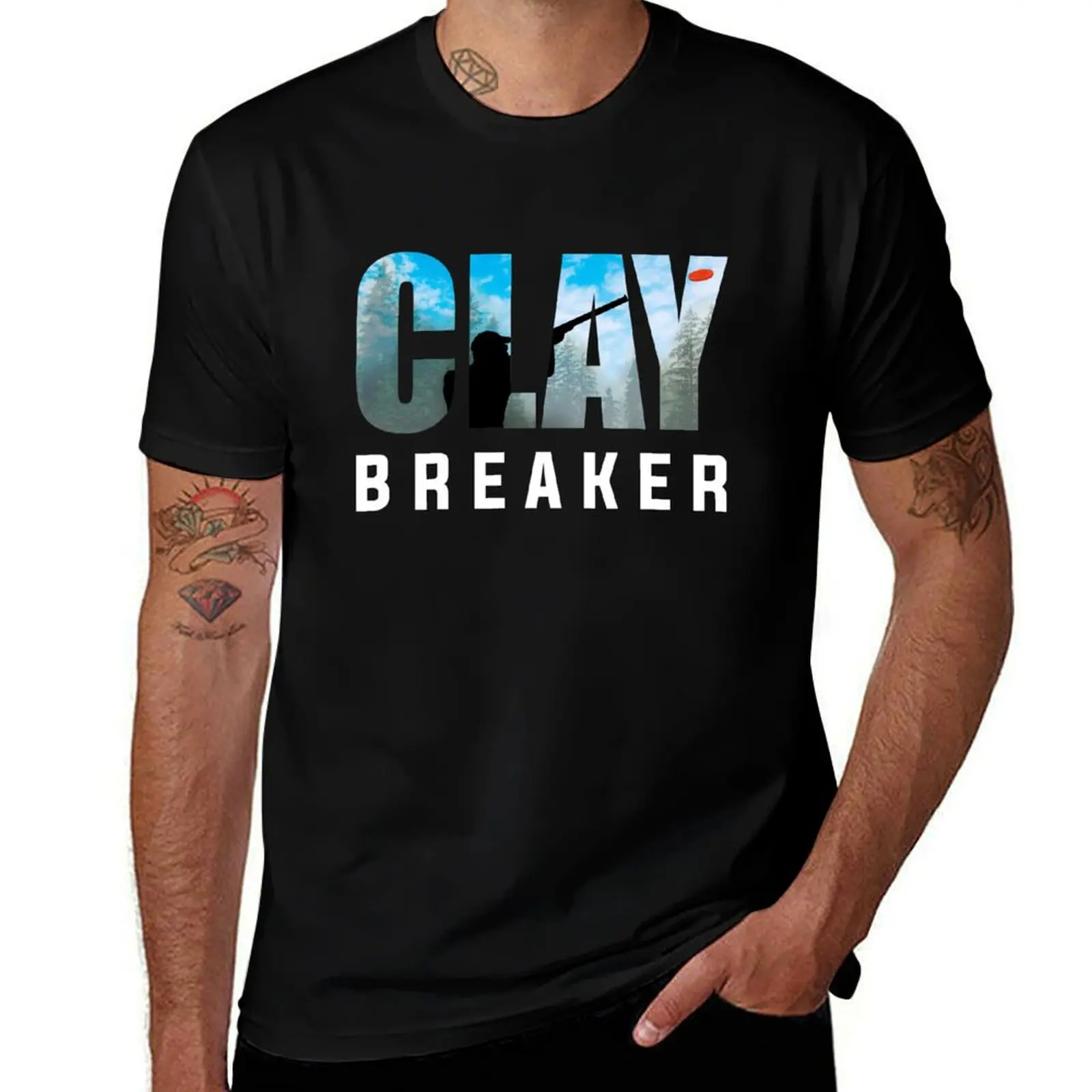 Фото Футболка с принтом Clay Breaker - Clay Pigeon Shooting Shot Gun Skeet Trap Target Gifts, повседневная, в уличном стиле, с коротким рукавом №1