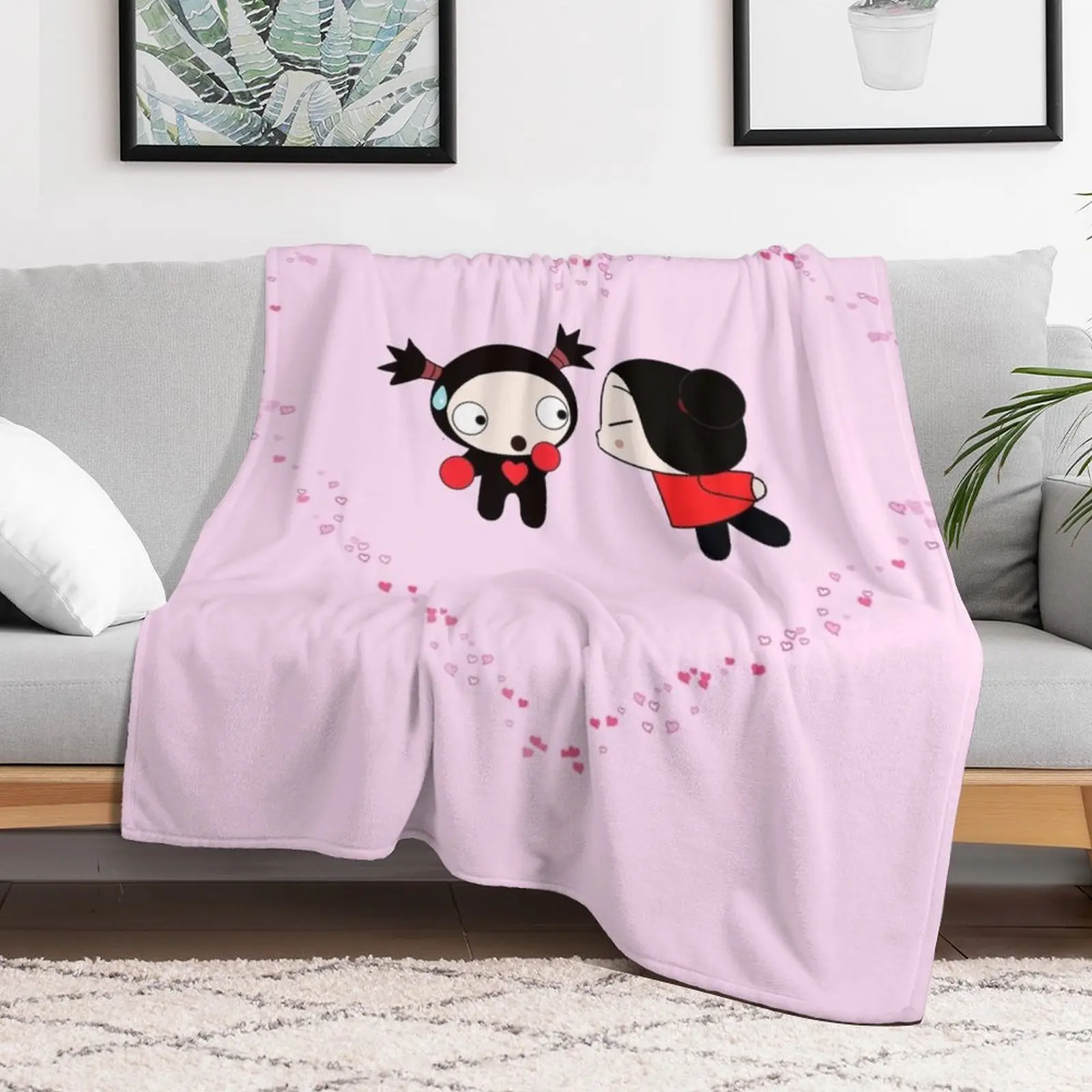 Модное ворсистое очень большое одеяло для манги Pucca Loves Garu