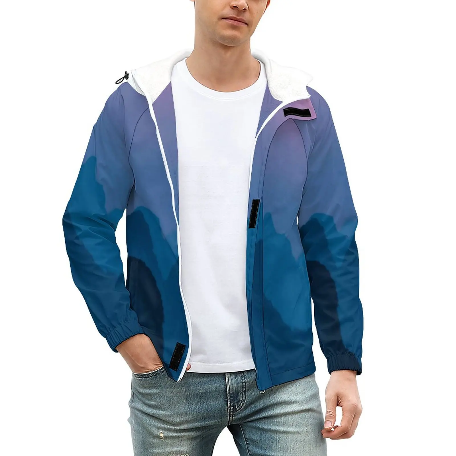 

Мужская уличная куртка на молнии, с принтом заката