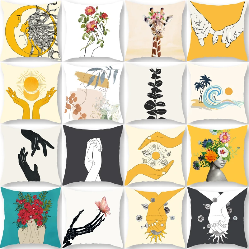 

Simple Flower Bohemia Pillow Case Home Decoration Cushion Cover Bedroom Sofa Decor Pillow Cover 18x18 Inch（45x45cm）