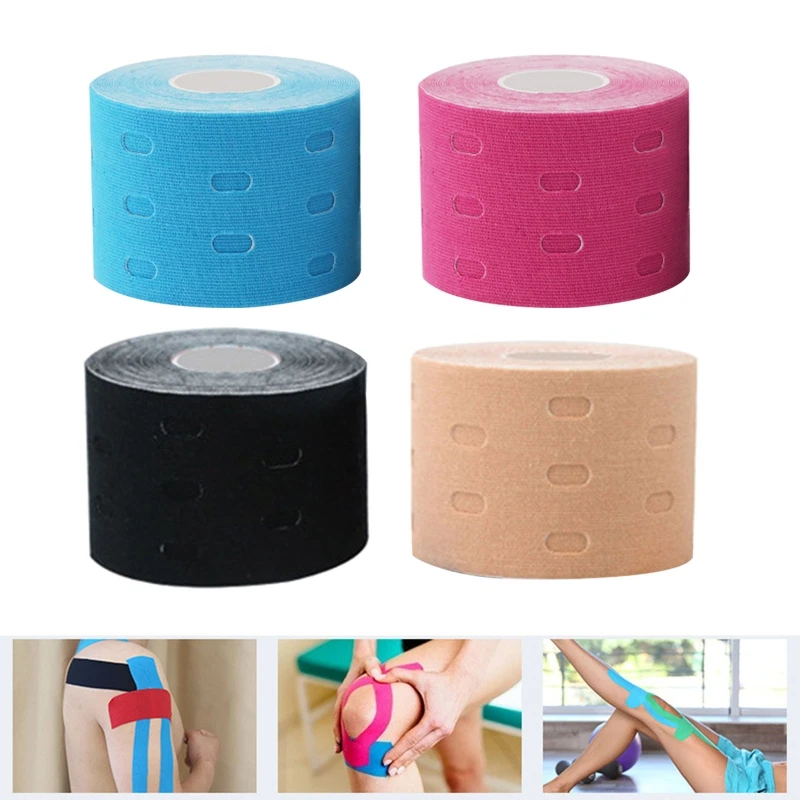 

U2JB 5m Waterproof Perforated Kinesiology Tape | Elastic Sports Weightlifting Tape Supports Muscles & Joints Water Resistant