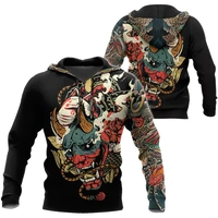 oni mask white tattoo samurai 3d print 110 6xl hoodie man women harajuku outwear zipper pullover sweatshirt casual unisex