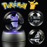 pokemon ball decor pok%c3%a9mon go pikachu animal figures toys pokeball with crysal led light figurines for children kids gift