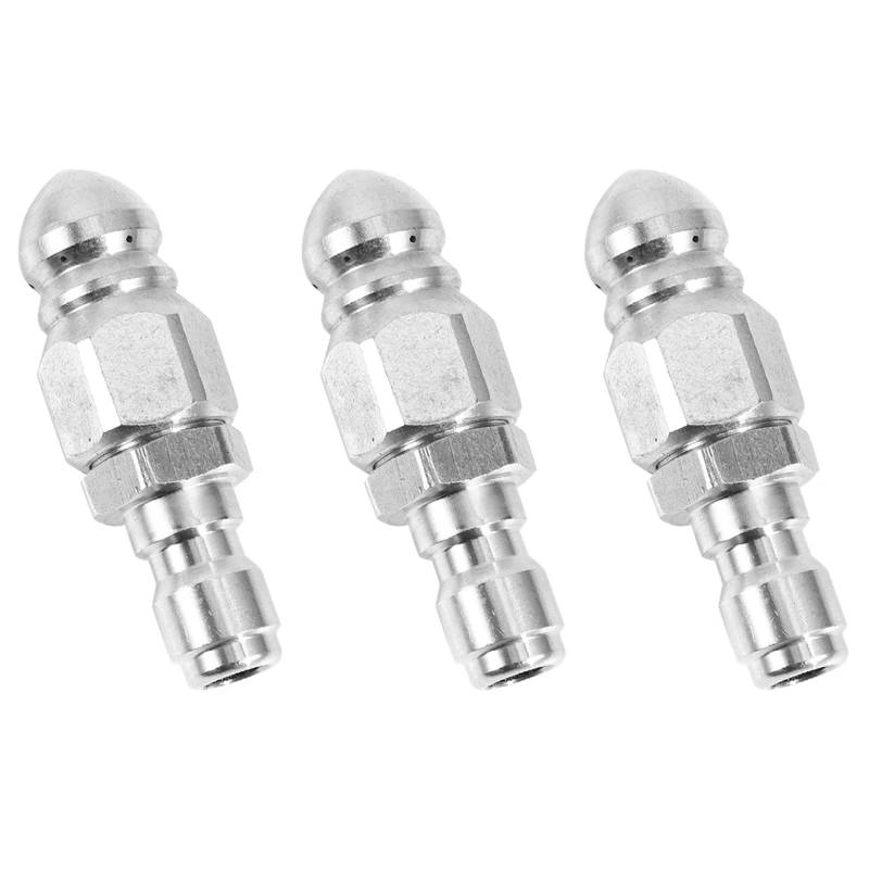 

3PCS 1/4 Inch 5000 PSI Sewer Jetter Nozzle Pressure Drain Jetter Hose Nozzle For 1/4 Pressure Washer Quick Connector