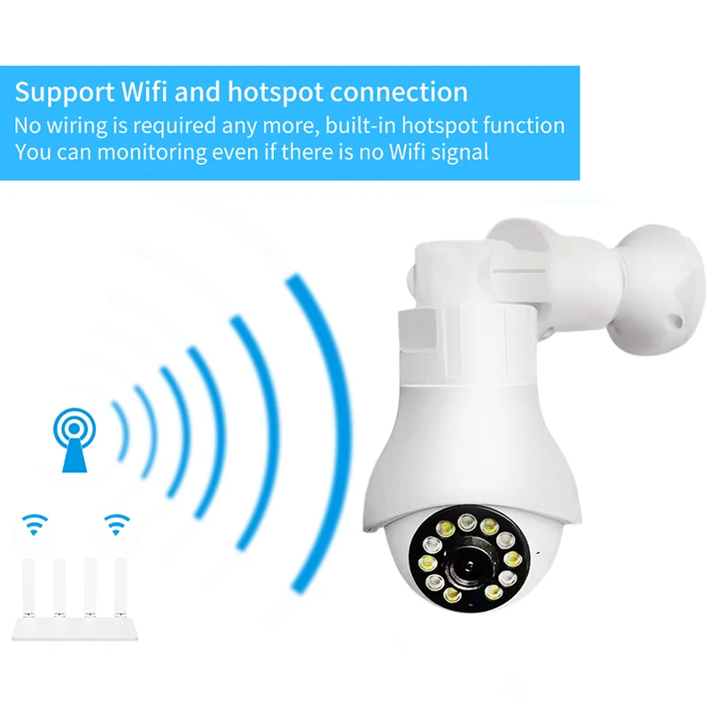 1080P 360 панорамная Wifi камера IP лампа ночного видения двухсторонняя аудио