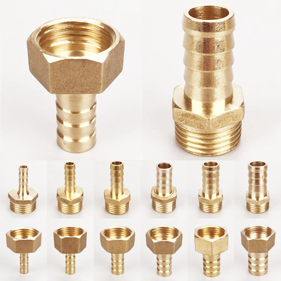 4/ 6/8/10/12/14mm 16mm 19mm 20mm 25mm Hose Barb TO 1/8" 1/4" 3/8" 1/2" 3/4" 1" BSP Female Male Brass Pipe Fitting Gas Connector