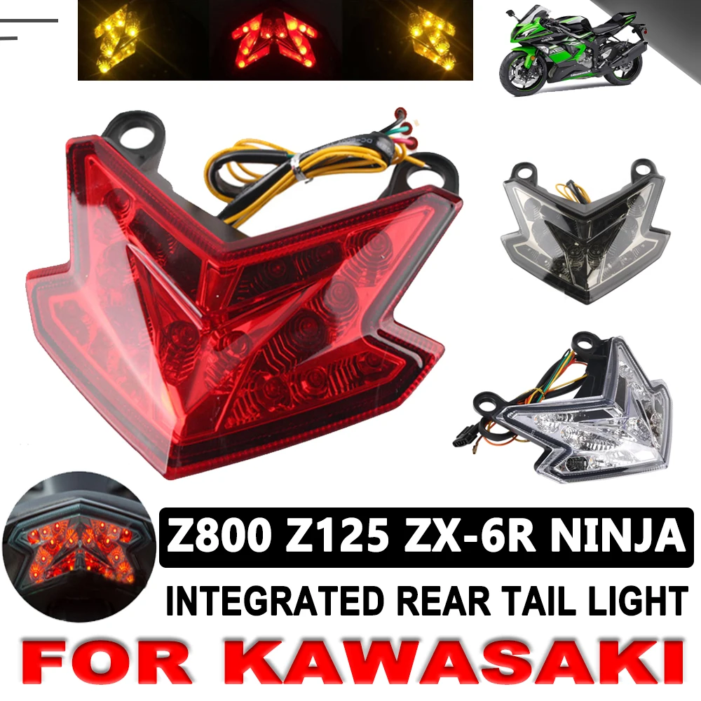 

For Kawasaki Z800 Z125 NINJA ZX-6R ZX6R 2013-2017 Motorcycle LED Integrated Blinker Rear Tail Light Stop Brake Turn Signal Light
