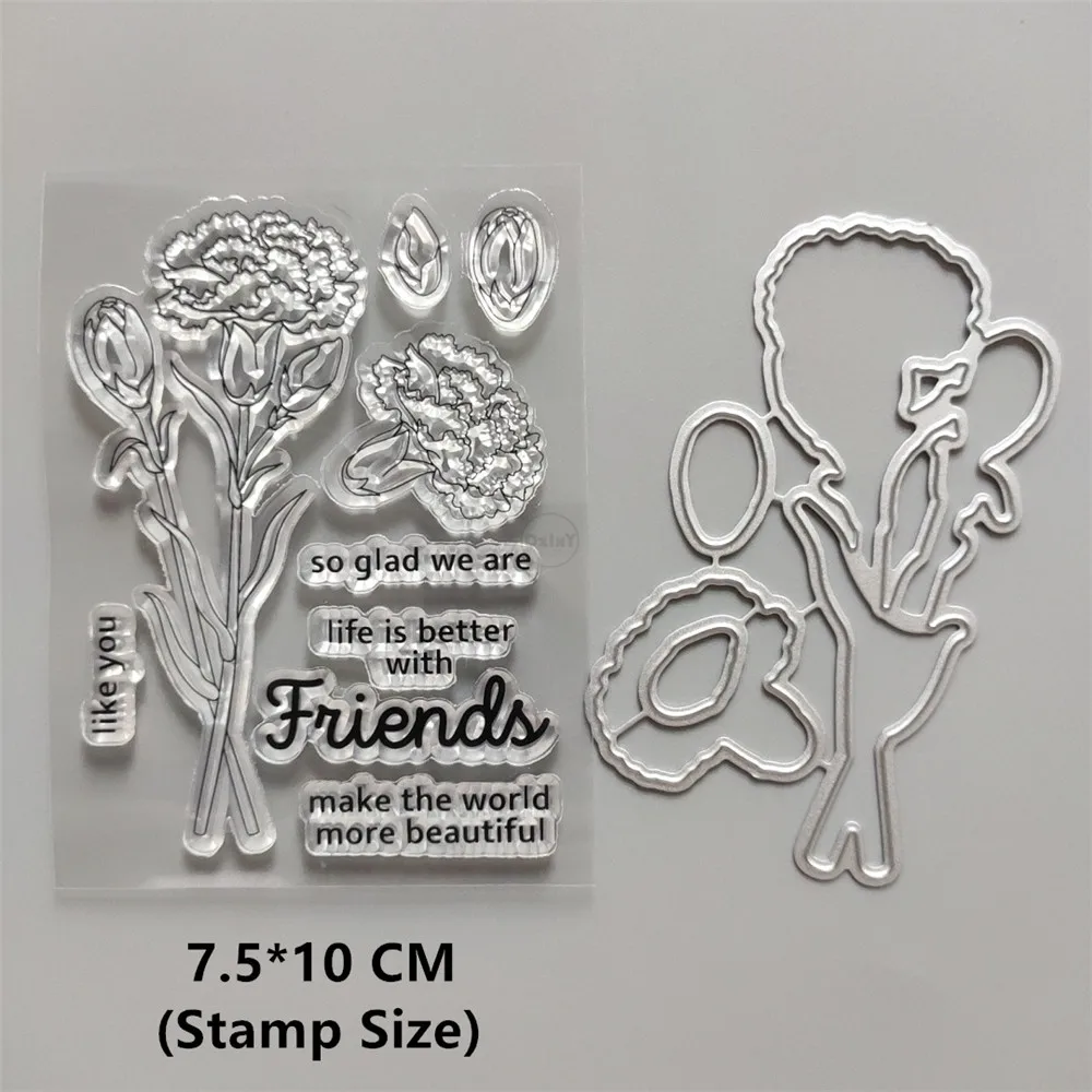 Новинка 2022 прозрачные штампы с надписью гвоздики и металлические для