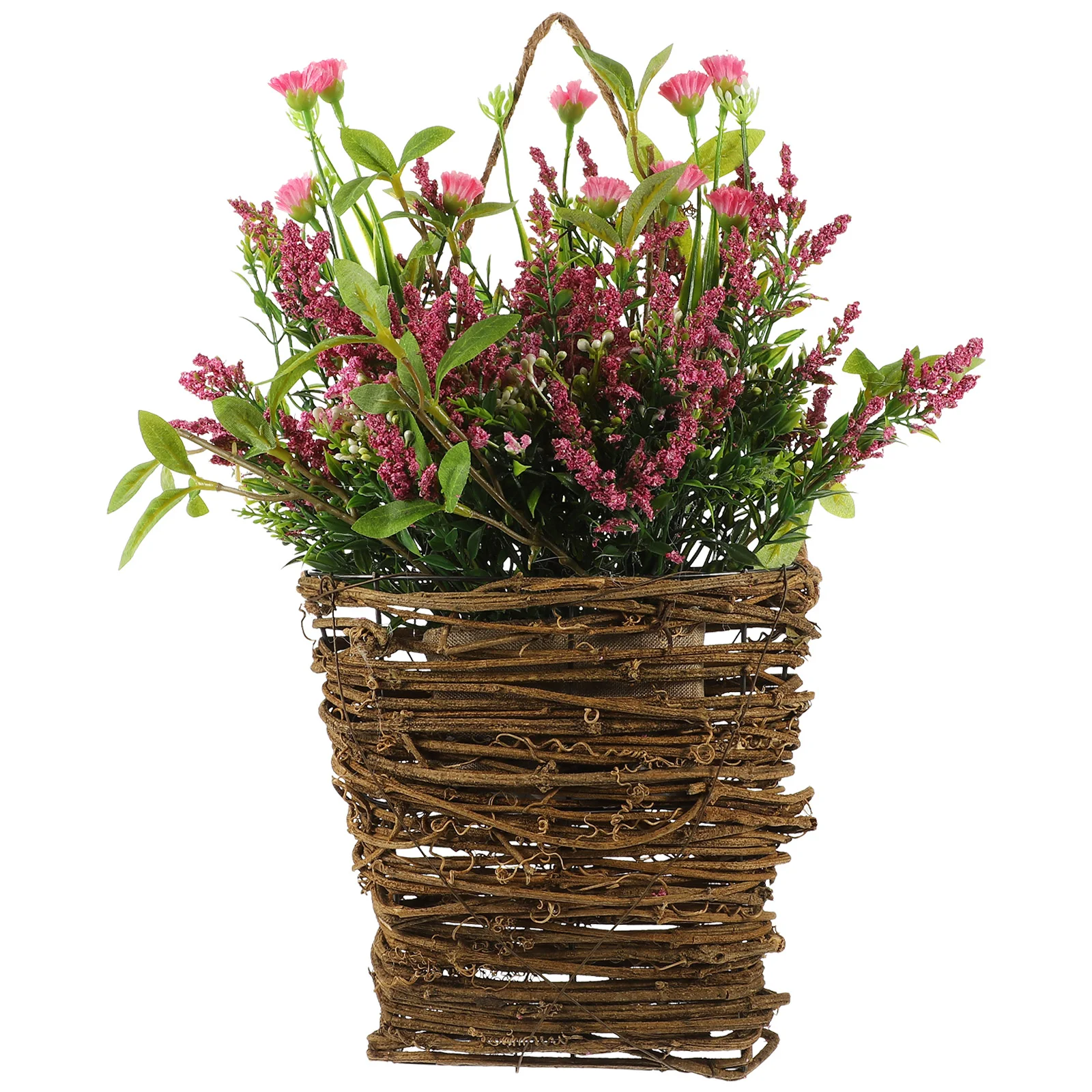 

Houseplant Pots Hanging Flowers Artificial Decor Hydrangea Bouquet Basket Plants Indoor Baskets Farmhouse Decorate Pink