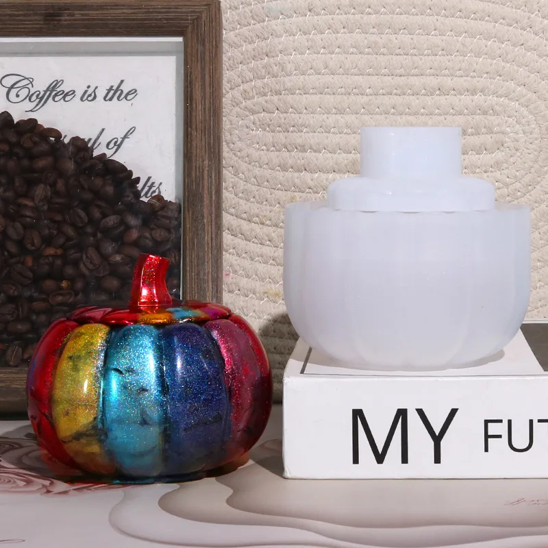 DIY Epoxy Resin Mold Pumpkin Storage Box Silicone Mold Jewelry Storage Bottle Home Decoration Pumpkin Bottle Mold Handmade